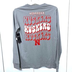 Nebraska Screenprint Huskers Long-Sleeve Gray Tee-Shirt - NWT